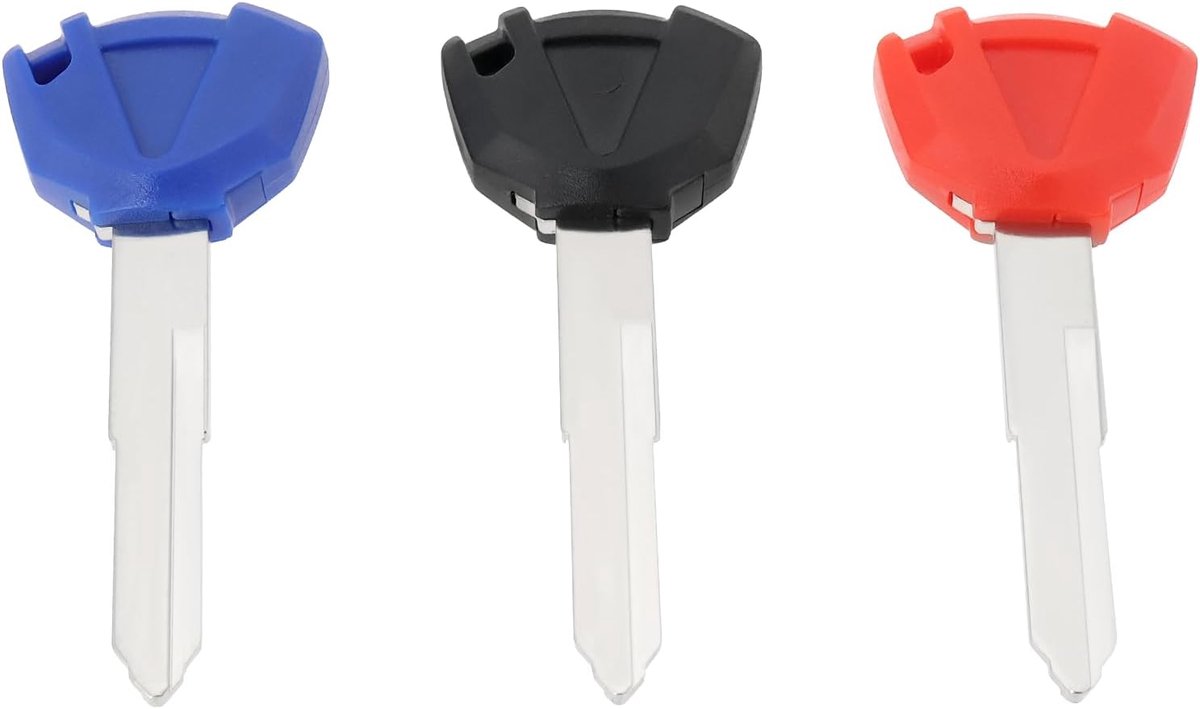 SnelShoppen - 3 Stuks Motor Sleutel Lege Blades Ongeknipt Sleutels Geschikt voor Kawa-saki Z400 Z900 Z750 Z1000 2017-2020 en Ninja ZX-6R ZX-7R ZX-9R Z