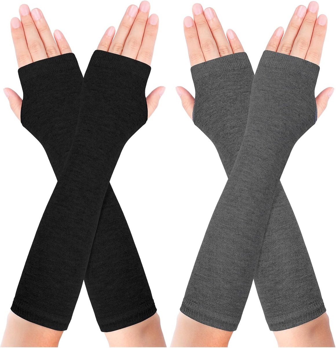 Warmte armwarmers - lange gebreide vingerloze handschoenen - rekbaar - ideale handwarmers voor binnen en buiten - ShopVlot