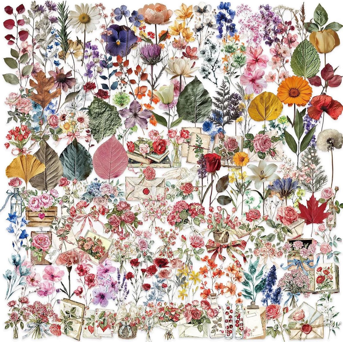Bloemenstickers 150 stuks - vintage waterdichte vinyl - creatieve graffitistickers - perfect voor dagboeken - ShopVlot
