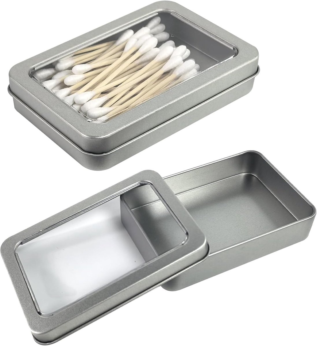 Cotton holder voor onderweg - 2 stuks - met transparante deksel - ideaal voor op reis - ShopVlot