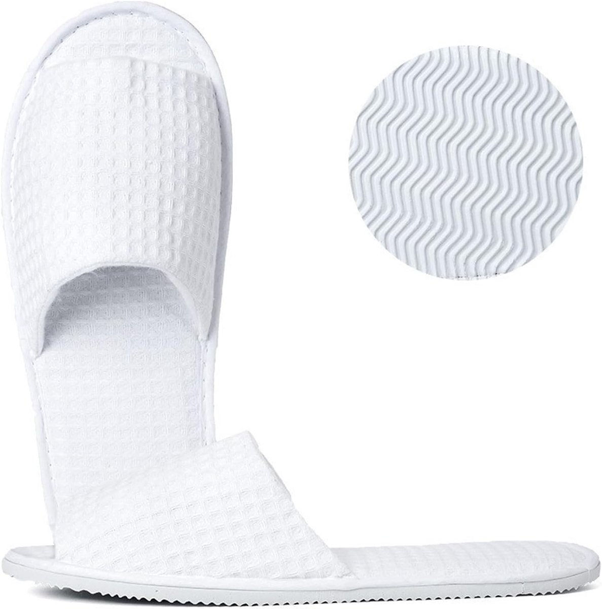 Open lace gastslippers 39/42 EU - witte katoen EVA - lichtgewicht - ideaal voor thuis en sauna - ShopVlot