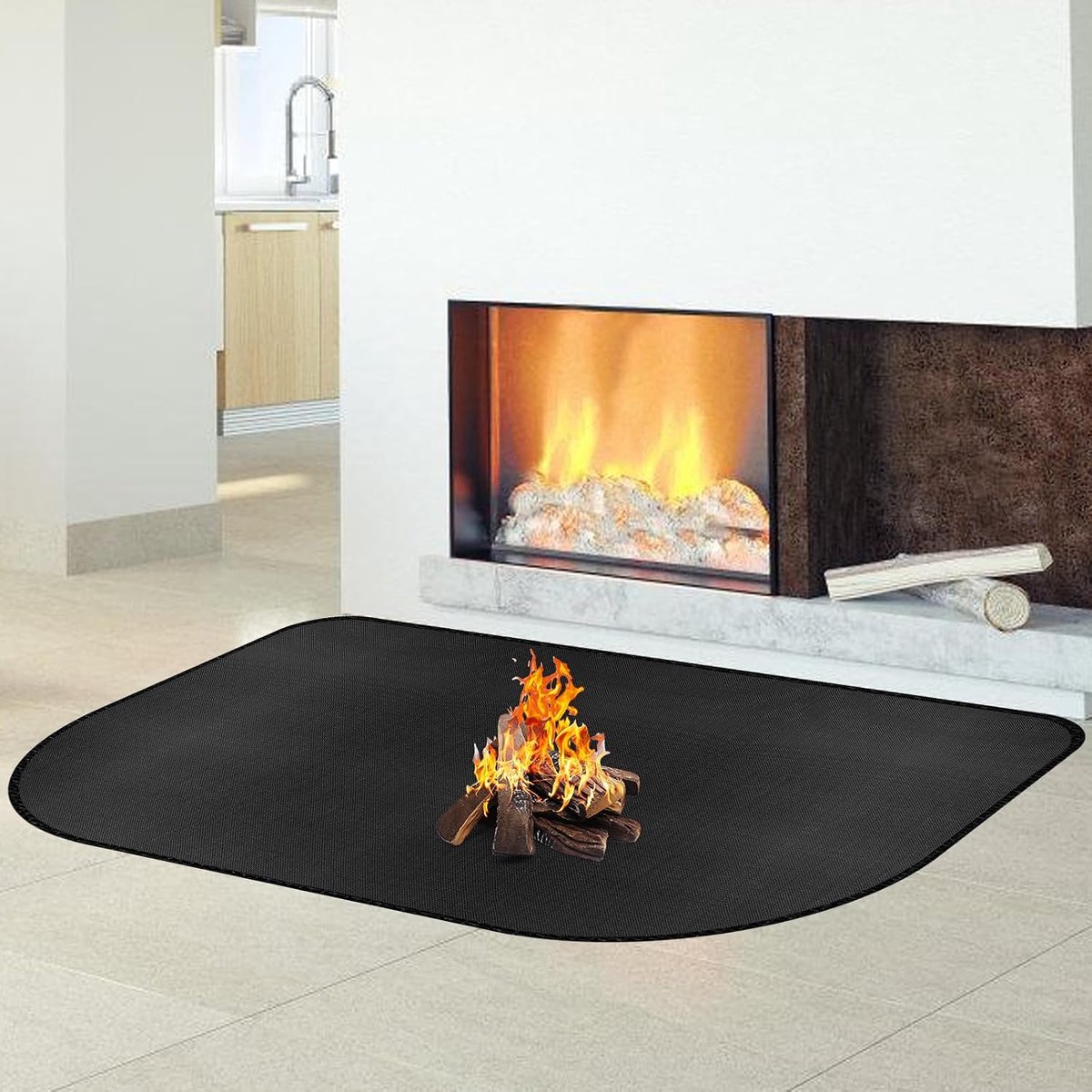 Vuurvaste haardmat 106×61cm - Fiberglas silicone - Vonkbescherming - Veiligheid voor open haard - ShopVlot