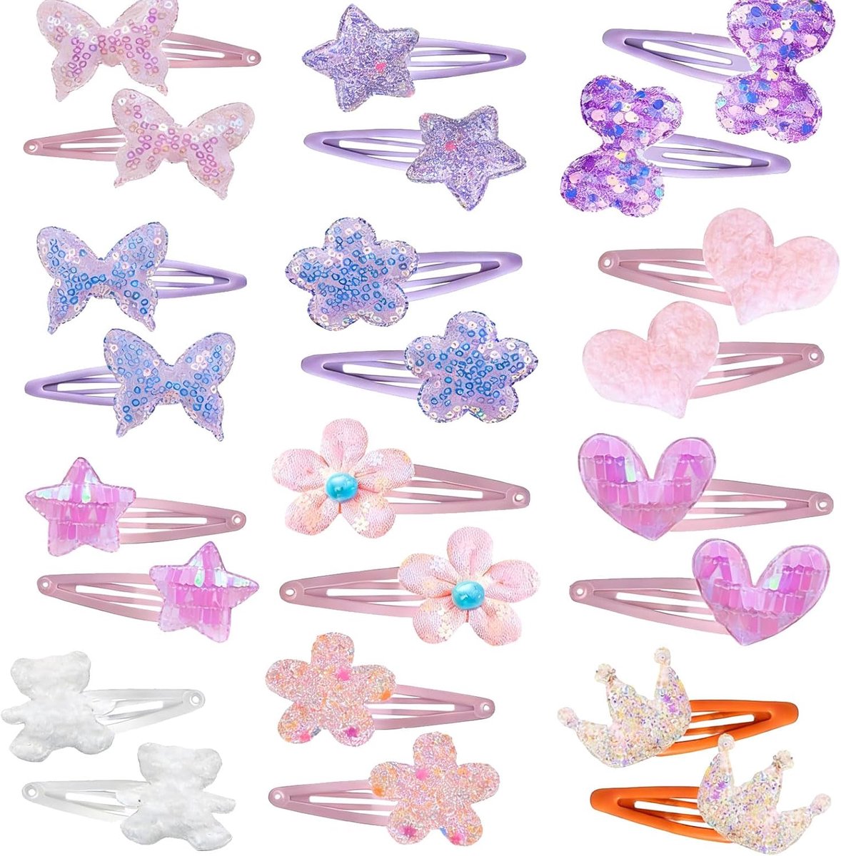 Haarspeldjes voor meisjes - 12 paar - glinsterend - kleurrijke clips voor peutermeisjes - ShopVlot