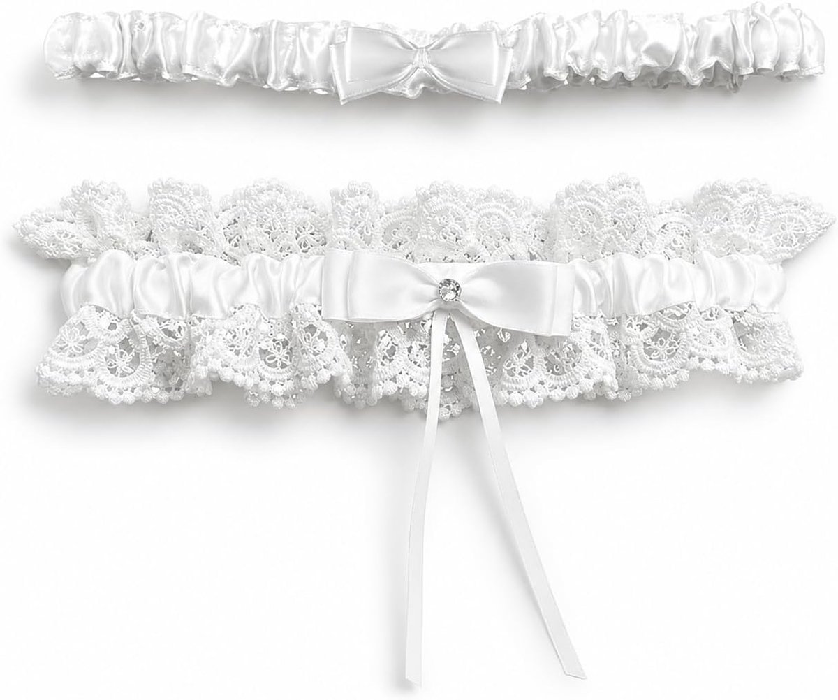 Kousenband Set 2 Stuks - Kanten Bloemen - Elastisch Wit - Elegant voor Bruid - ShopVlot
