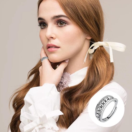 Fidgetring voor vrouwen - zilver - verstelbaar - stressverlichting en ontspanning - m-winkel — afbeelding 4