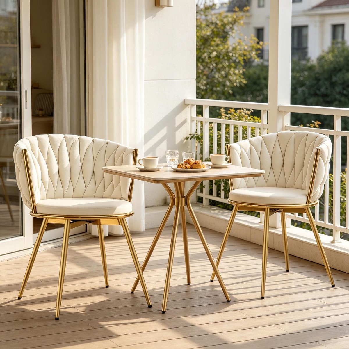 MODFU Eetkamerstoel - Kuipstoel - Draaibaar - Beige - Set Van 2