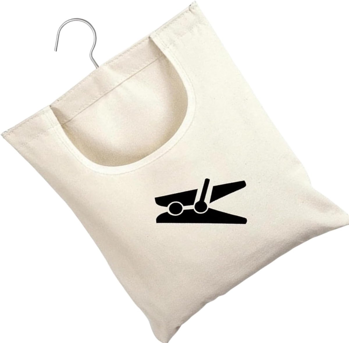 Wasknijperzak 32x28 cm - Canvas met draaibare haak - Ruimte voor wasaccessoires - Geschikt voor binnen en buiten - ShopVlot