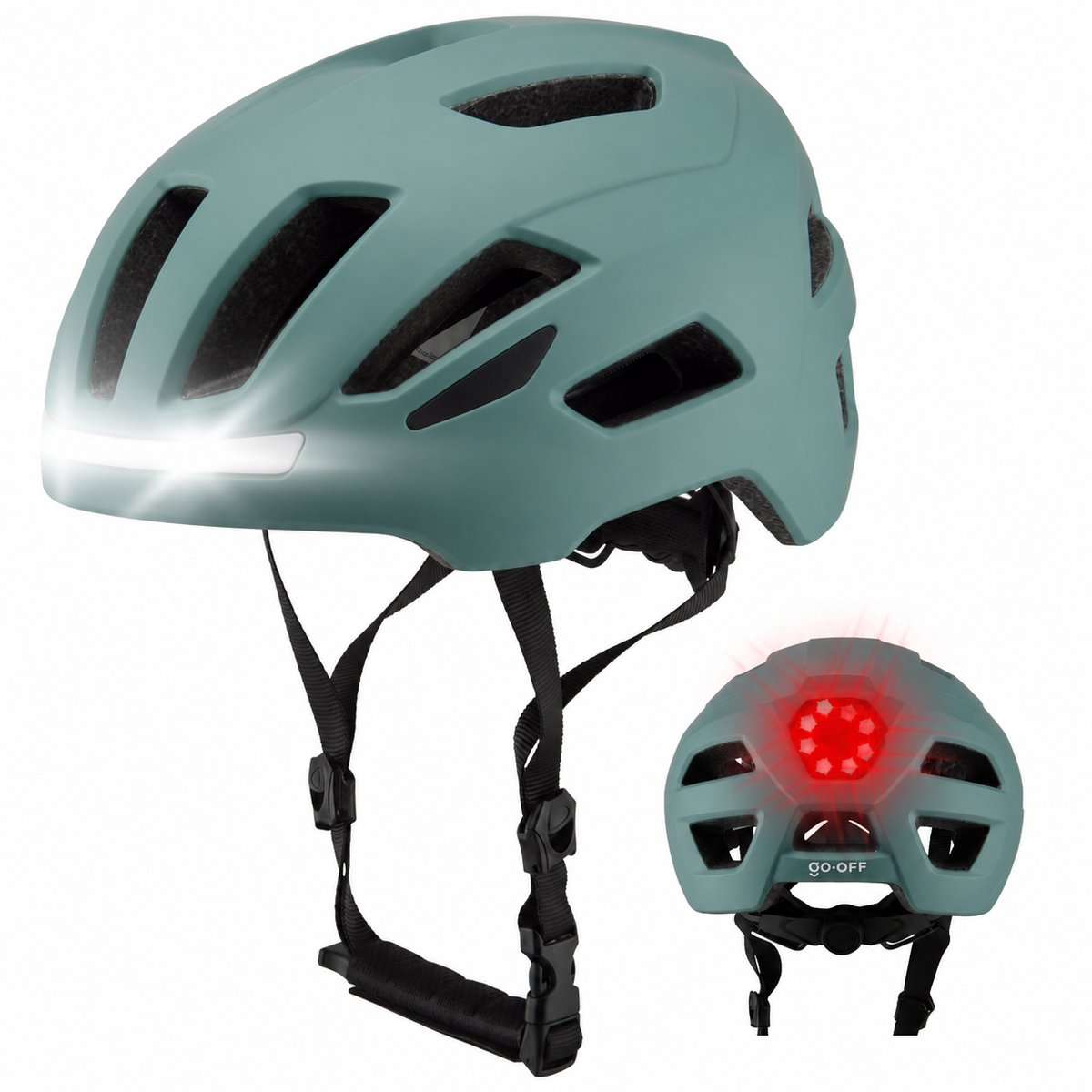 GOOFF® RIDER Fietshelm met Verlichting - Ebike Helm voor Volwassenen - Geschikt voor Elektrische Fiets en Racefiets - LED Licht - Dames en Heren - Blauw - M