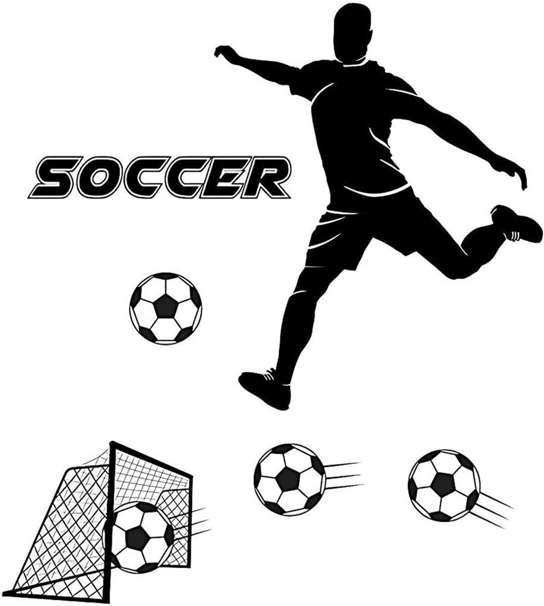 vinyl muursticker voetbal 25 x 70 cm - decoratief pvc - voetballer in actie - perfect voor kinderkamer - ShopVlot