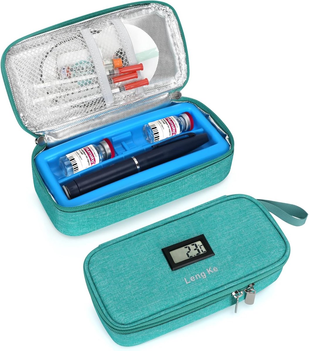 Insuline geïsoleerde kit - groen - met 2 ijszakken - veilig vervoer van medicijnen - ShopVlot