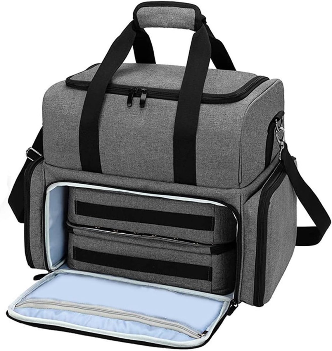 Nagellak organizer voor 80 flessen - grijze draagtas - met opbergpouches - veilig en praktisch - ShopVlot