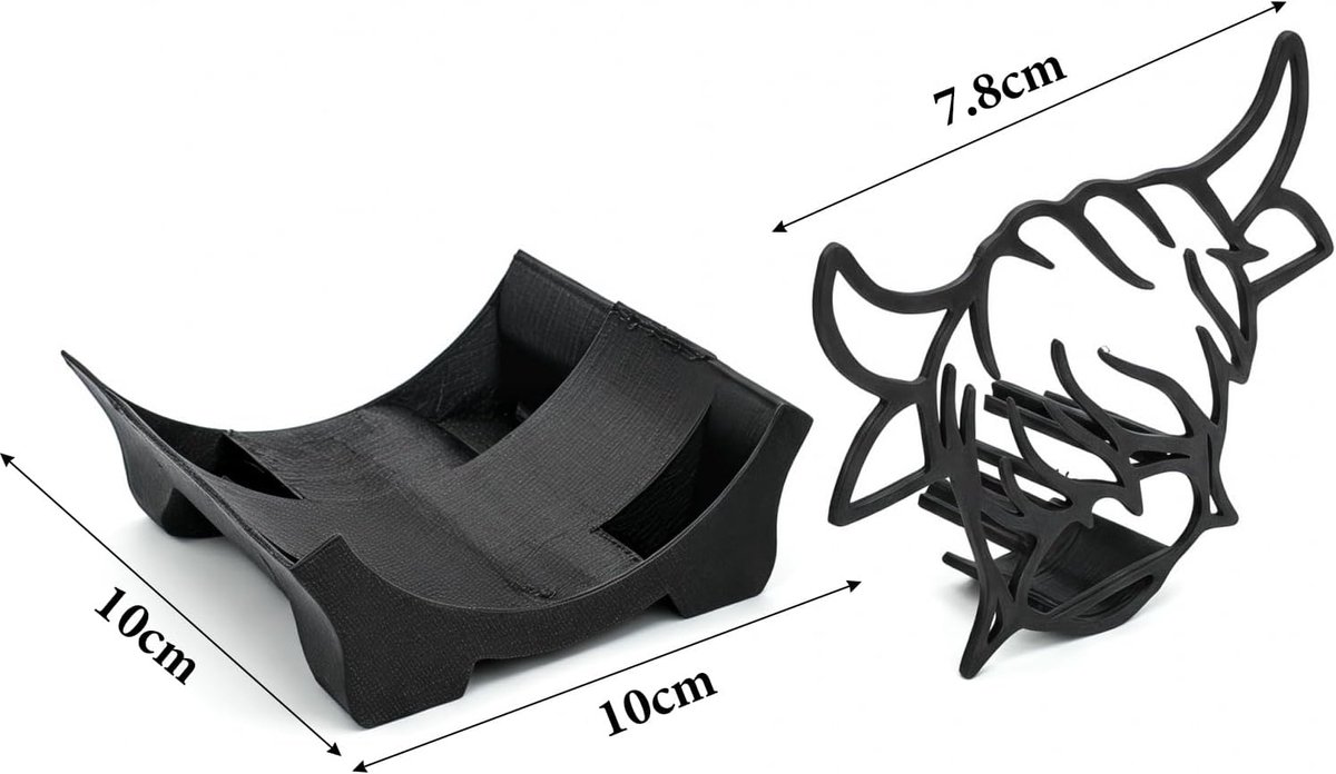 Toiletpapierhouder op voet - Set van 2 Highlands runderen - 3D-print - Unieke badkamerdecoratie - ShopVlot