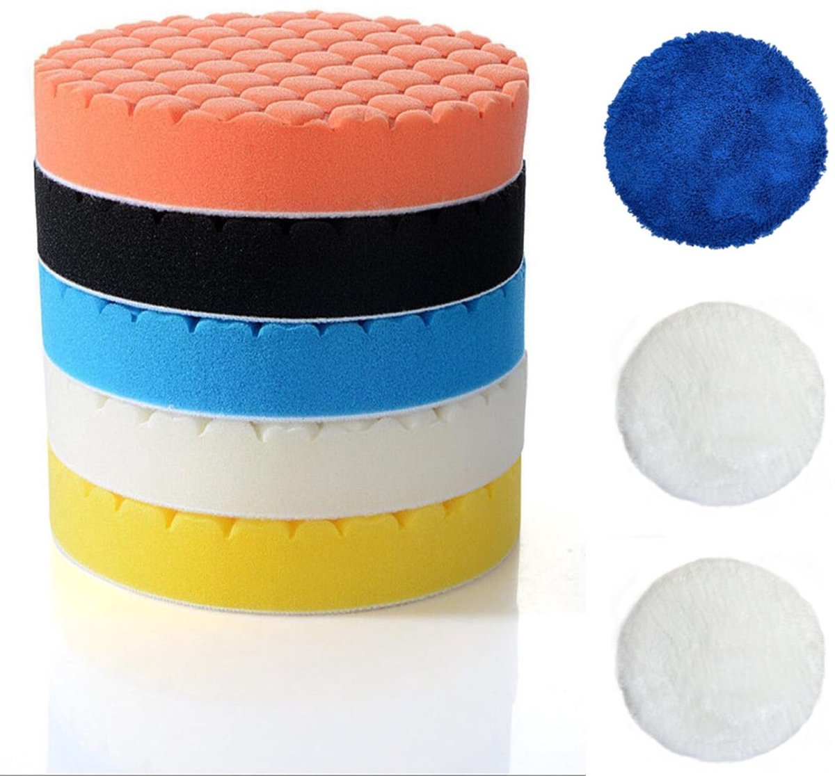 Polijstpads - Multicolor - 125 mm - Hoogwaardige Sponzen voor Excentrische Polijstmachine - Voor Autopolijsten