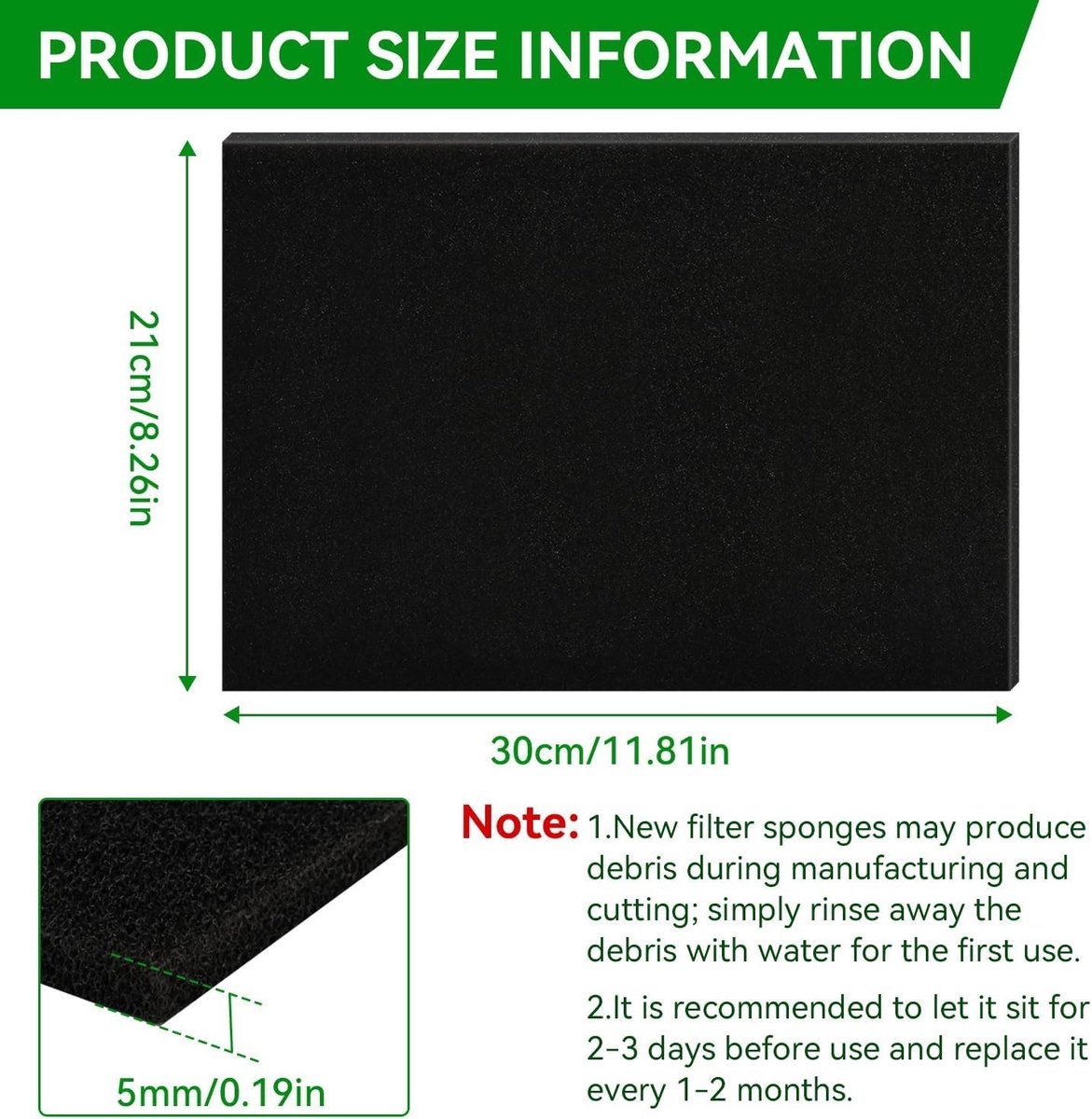 Filterspons - 30 x 21 cm - 5 mm - Universeel Op Maat Te Snijden Luchtfilter - Voor Diverse Toepassingen