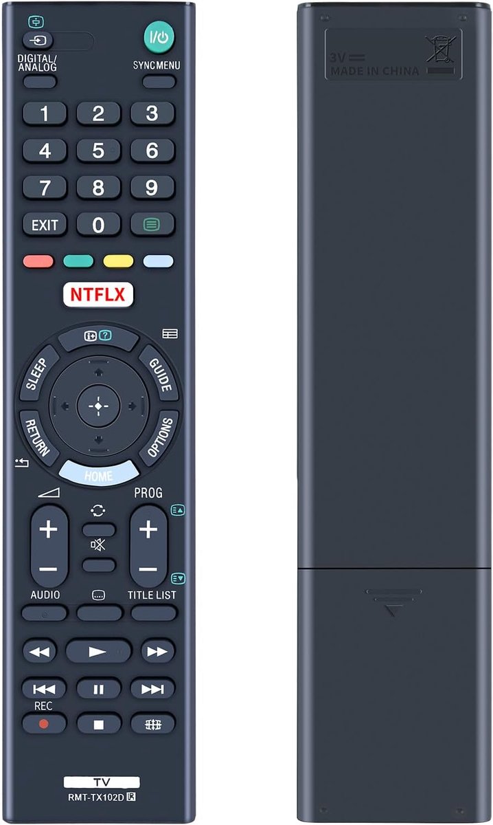 Vervangende afstandsbediening RMT-TX102D - Geschikt voor Sony Bravia LED Smart TV - Eenvoudig te gebruiken - ShopVlot