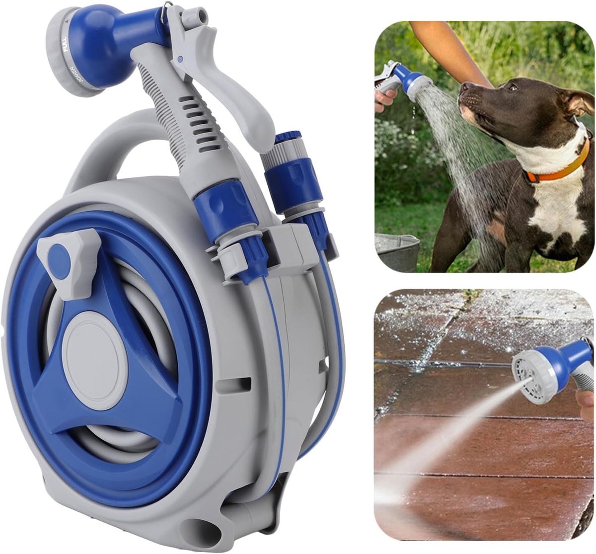 Intrekbare tuinslanghaspel met 15 meter slang, draagbaar en ideaal voor eenvoudig thuisbewatering en tuinonderhoud
