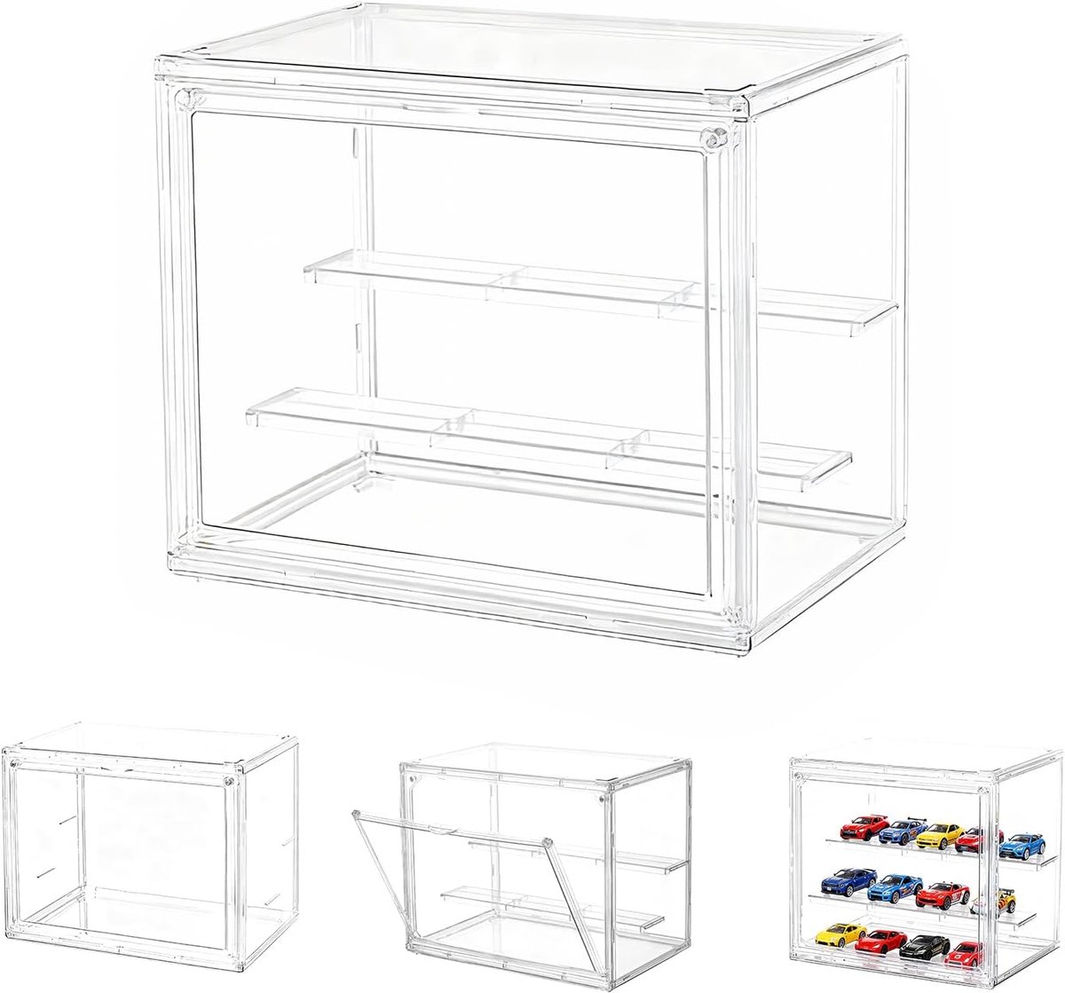 3-layer acrylic display case with magnetic door, self-assembly acrylic prunk piece for action figures, miniatures and - ShopVlot