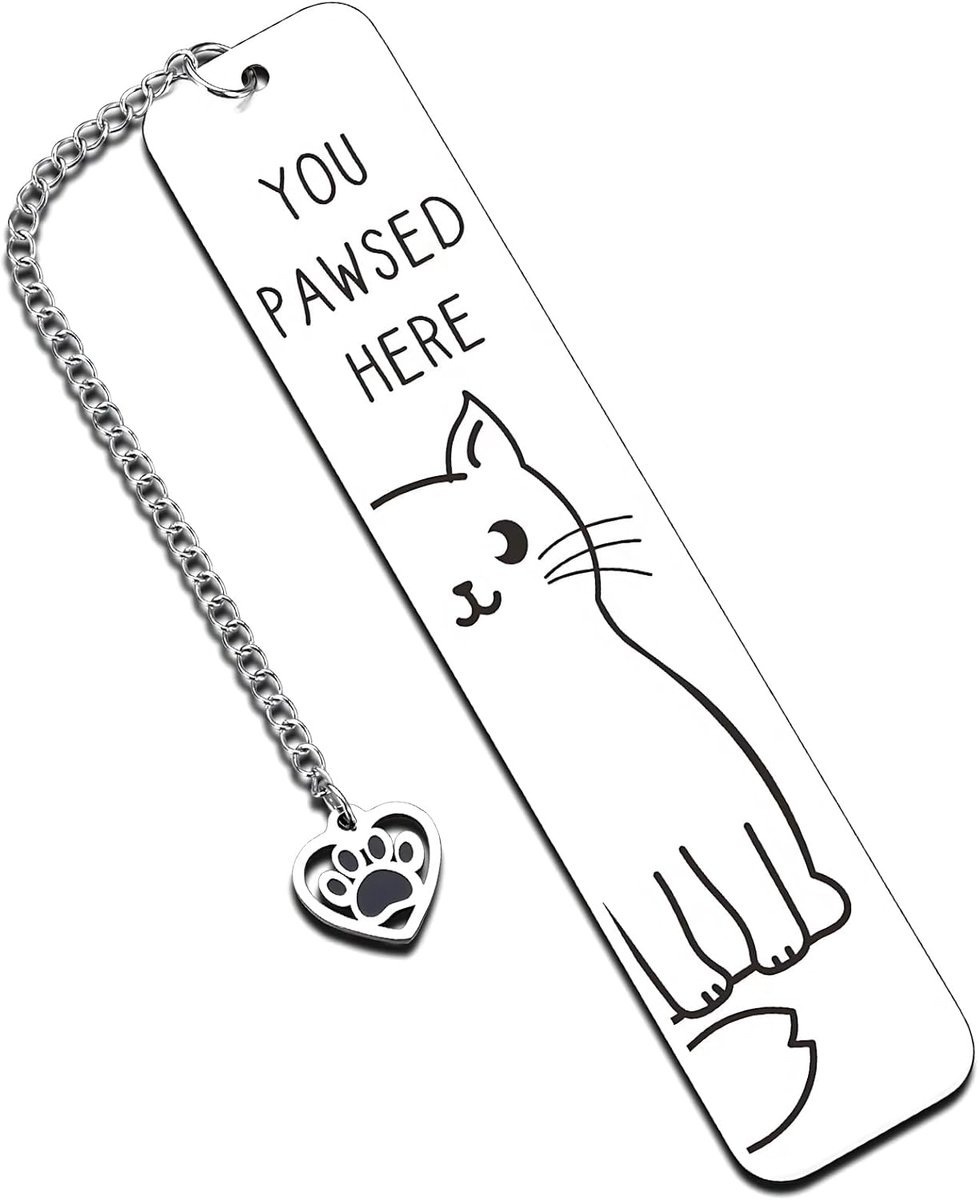 1 Pcs Personalized Bookmark Cat Metal Bookmark Playful Cat Bookmark with Paw Hanger, Perfect for Friends, Teachers or - ShopVlot