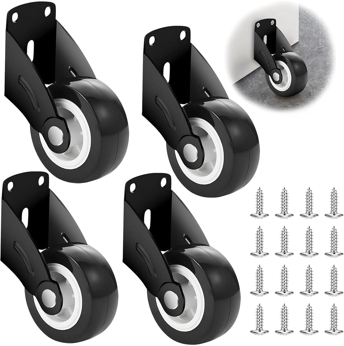 4 Pcs Gate Rolls, Gate Rolls, Door Wheel, Sliding Door Wheel, Anti-Sag Support Wheel, Sideways Mounted Wheels, Black - ShopVlot