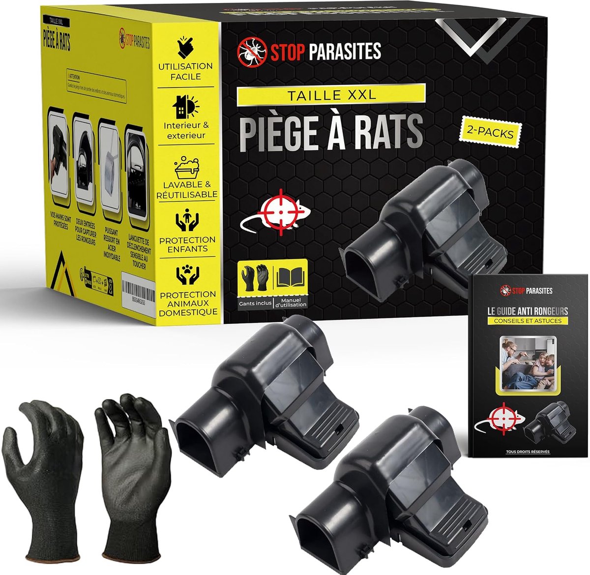 Veide tray x 2 rat traps, mouse trap size xxl, rat trap, this mouse trap is washable and reusable for life-long - ShopVlot