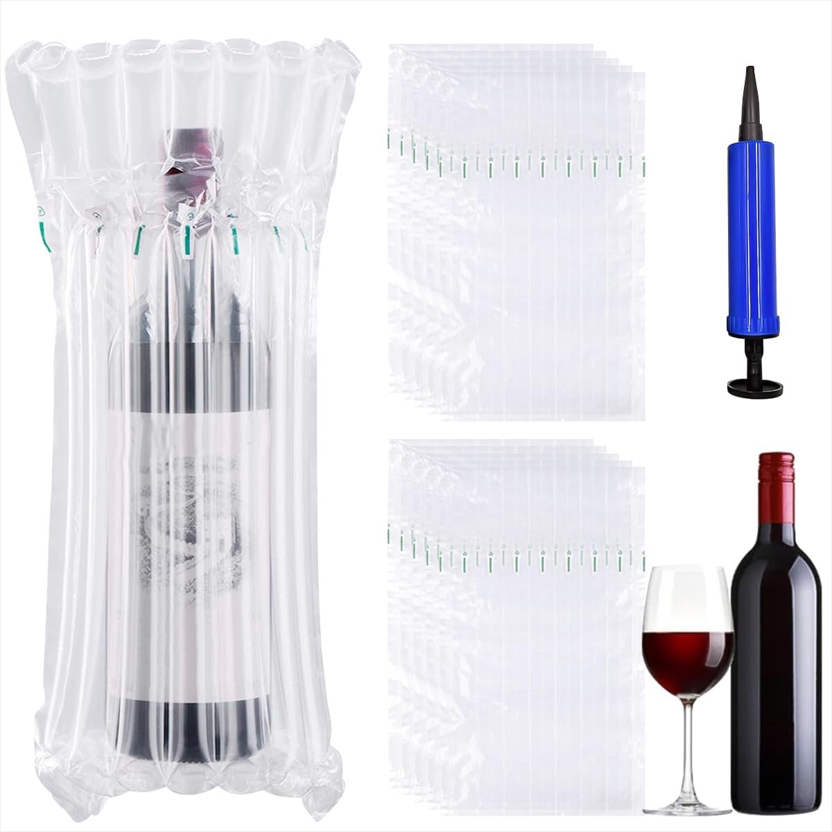Inflatable Pillows Protection Wine Bottles - Anti-Shock for Travel/Airplane - Transport Glass Bottles, Pack of 15 - ShopVlot