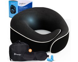 PurelyGoods® Nekkussen Vliegtuig - 28 cm - Masker & Oordoppen - Zwart