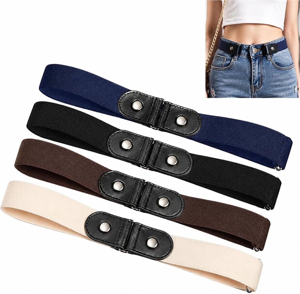 Verstelbare elastische gordel zonder gesp – Unisex jongens en meisjes, 37-75 cm rekbaar – Comfortabel voor school - ShopVlot
