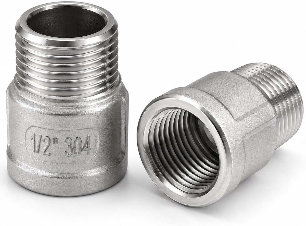 YOGAZEN 2 stuks dubbele nippel 1/2 inch, roestvrijstalen 1/2 inch IG/IG, 1/2 inch schroefdraad, adapter 1/2 inch naar - ShopVlot