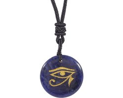 Devil Horus Pendant Necklace Engraved Healing Crystal Chakra Stones for Men Women 30mm Stone No Gemstone, Stone, No - ShopVlot