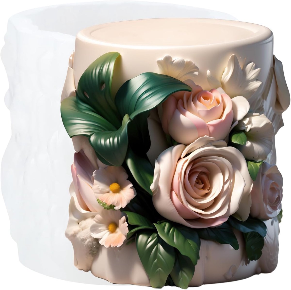 XIAOSHUI Flower Cylinder Candle Shape Flower Cylinder Resin Casting Silicone Molds for Candles Making Aromatherapy - ShopVlot