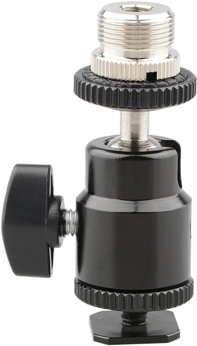 CAMVATE 5/8"-27 camera accessory mount on hot or cold shoe with mini ball head - ShopVlot