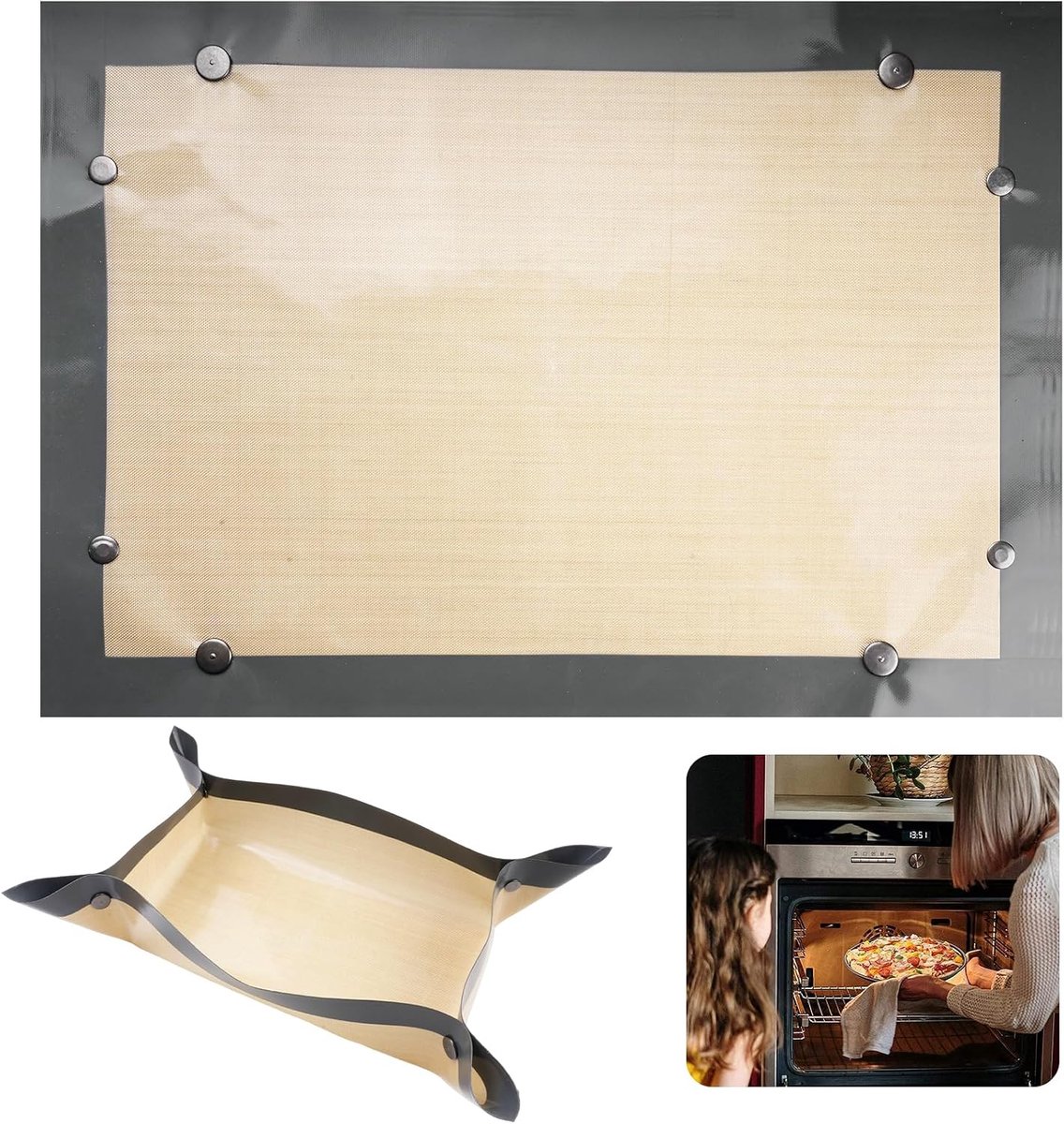 1 stuk siliconen bakmat, siliconen mat, bakmat, duurzame bakmat, broodbakmat, deegmat met drukknopen, siliconen bakmat - ShopVlot