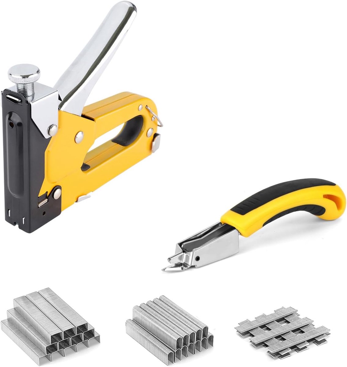 Stapler, 3 in 1 Stapler, with 3000 Staples, Adjustable Strike Stapler for Wood, Multifunctional Stapler for - ShopVlot
