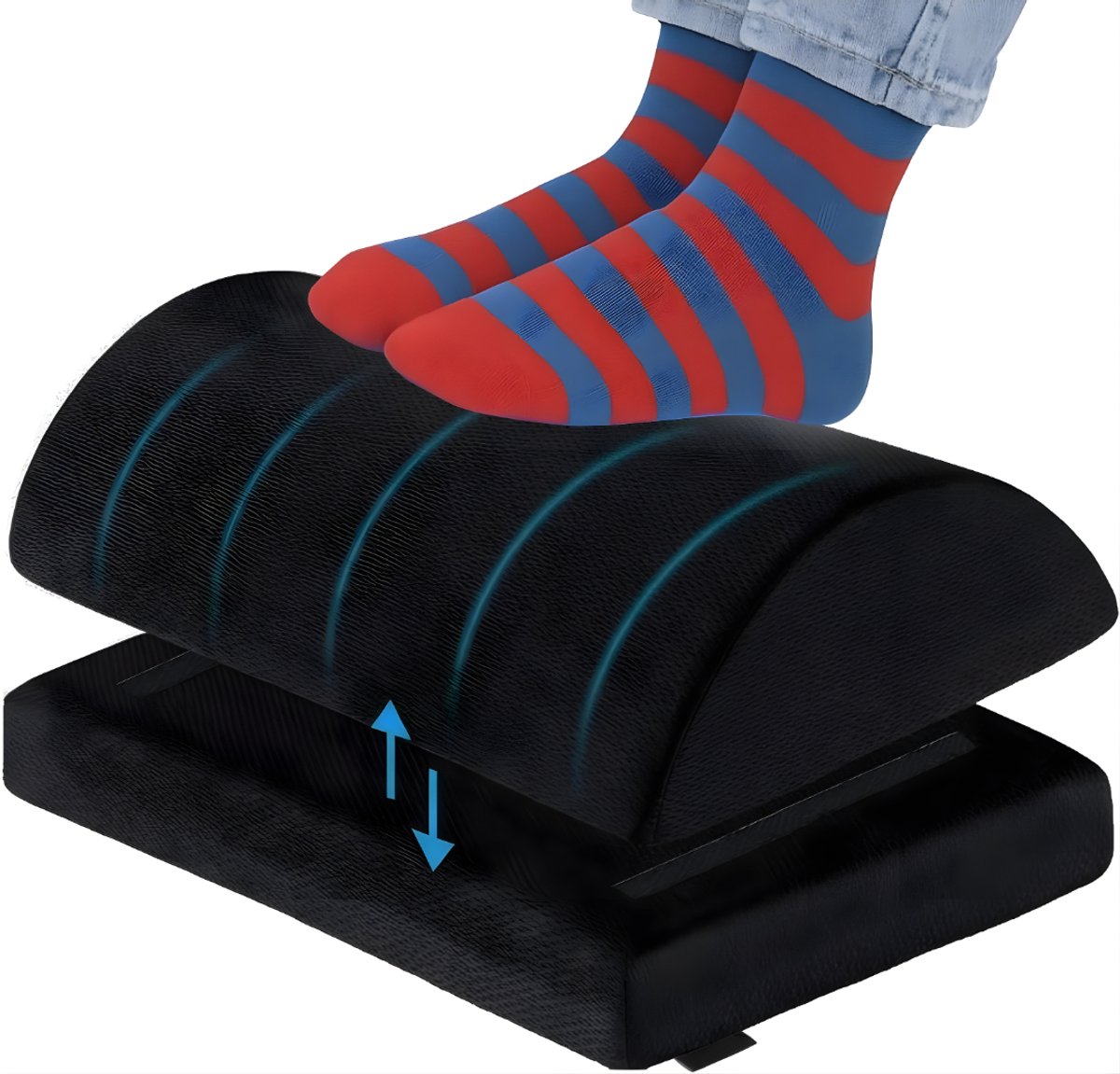 Ploutos® Voetensteun - Verstelbaar Voetensteun - Ergonomische Voetensteun voor Bureau - Zwart - 34cm x 18cm x 15cm