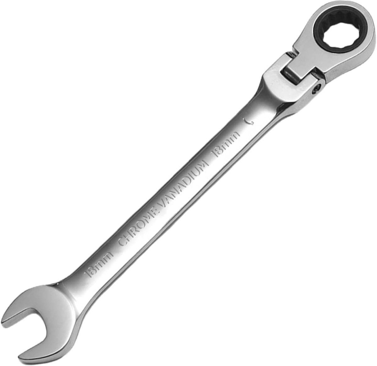 WISEUP Flexible ratchet wrench, 18mm, CR-V forged, 180° angle adjustable, frost non-slip ring wrench - ShopVlot