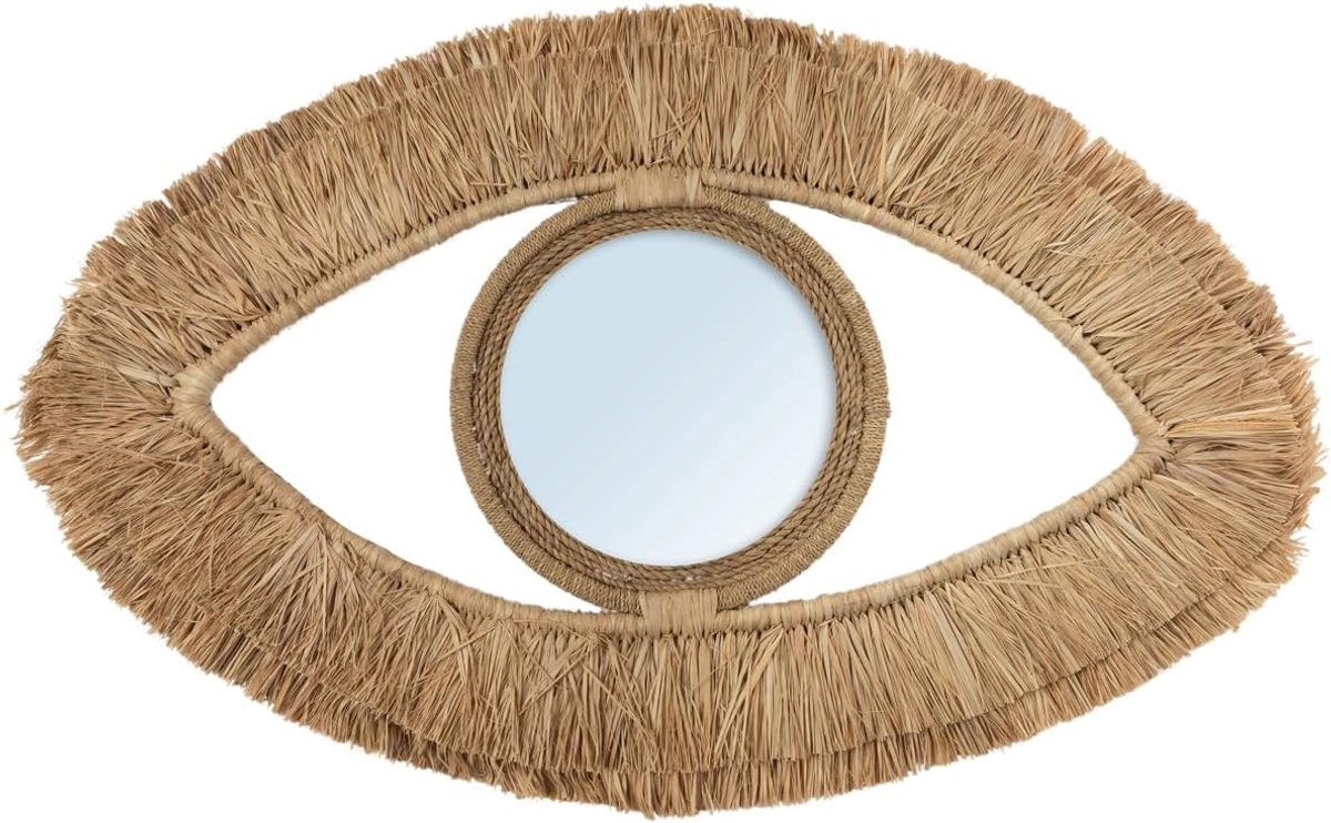 Bazar Bizar - The Raffia Eye Mirror - Natural - M - ShopVlot