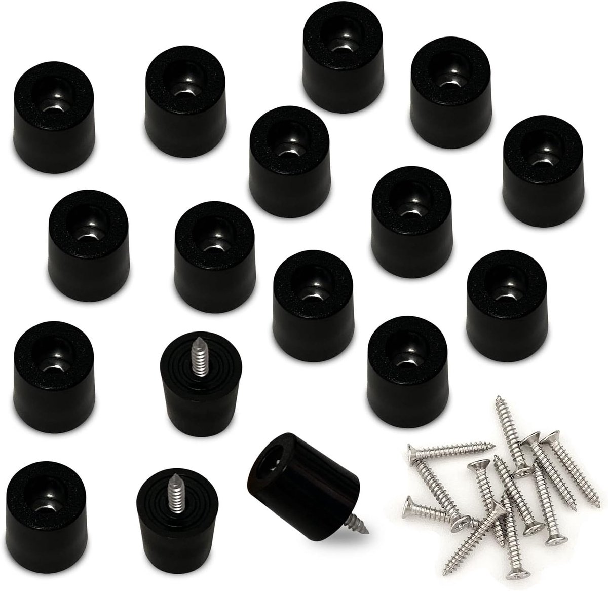 Small Round Rubber Cushion Furniture Protector Black Rubber Increase Height with Screw Attachment. Suitable for All - ShopVlot