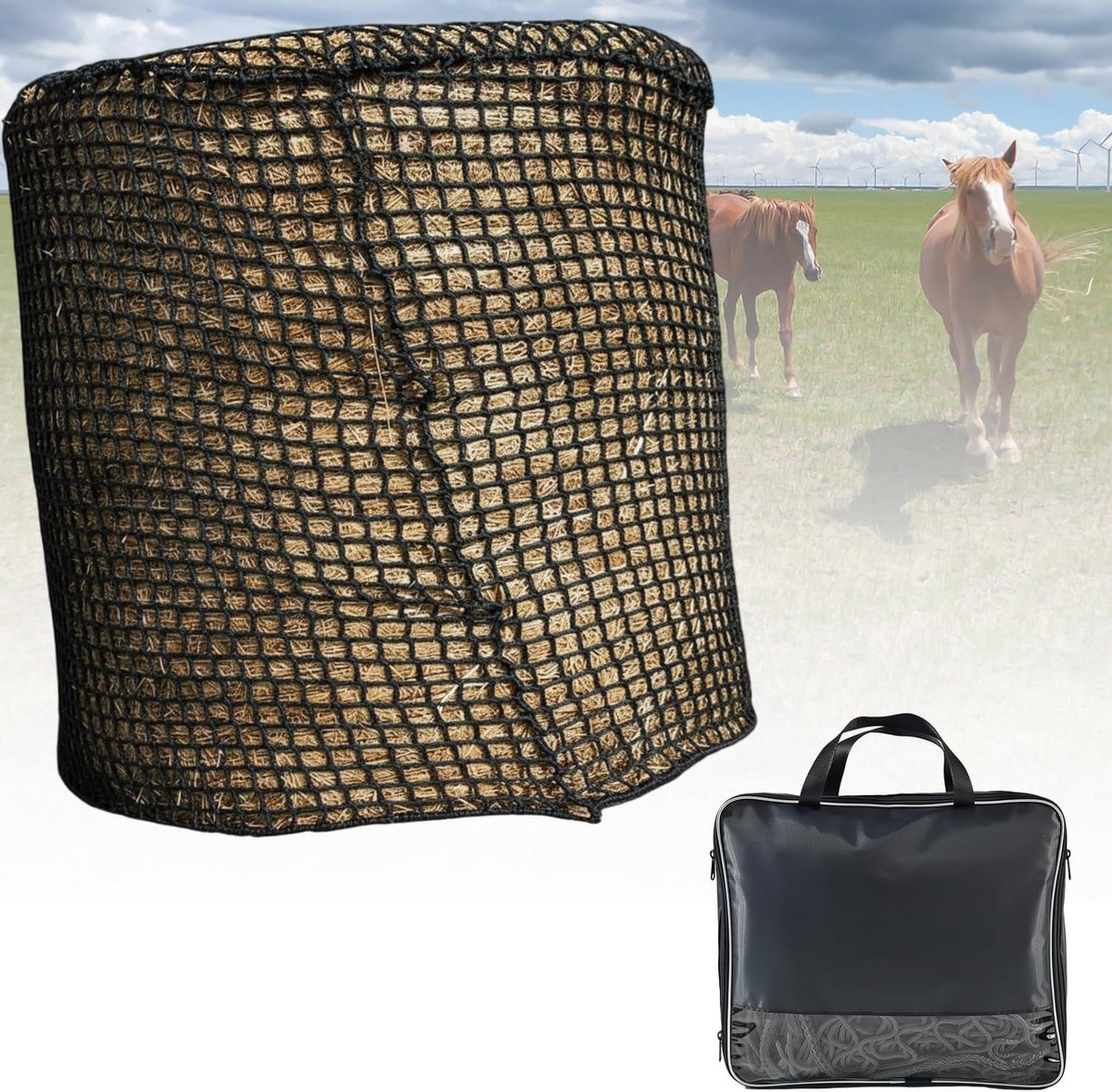 1,2 x 7,2 m hooienet voor grote paarden, ronde ballen, rond balnet voor landbouwpaardenbedrijven, veeteelt, maaswijdte - ShopVlot