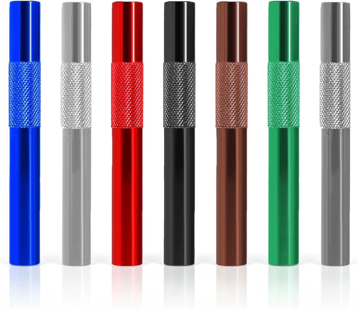 Herbruikbare Metalen Rietjes 7cm Set van 4 Zwart Zilver Rood Blauw - ShopVlot