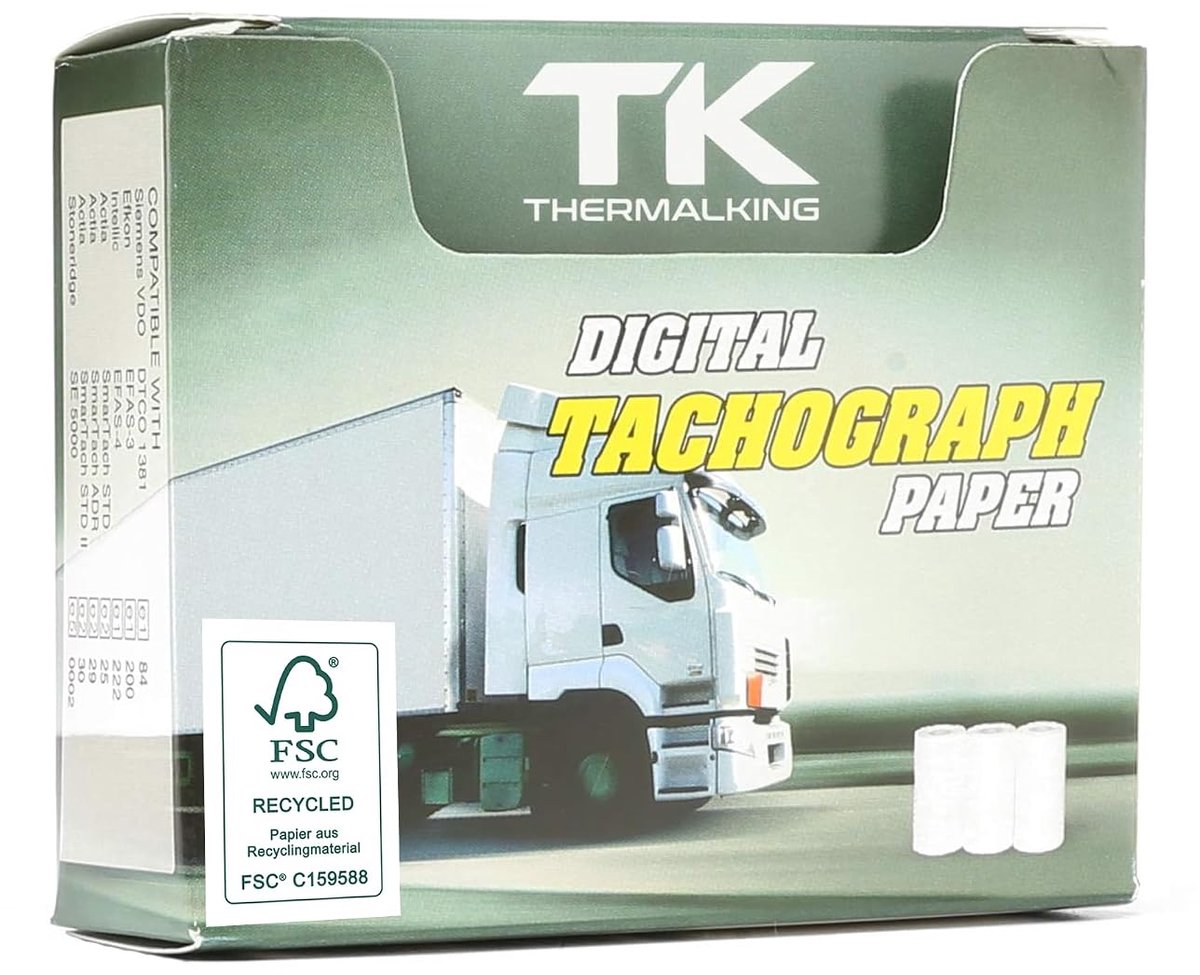 Thermal King Pack of 12 Certified Tachograph Paper Thermal Paper for All Digital Truck Tachograph Rides 57-8 mm Pack - ShopVlot