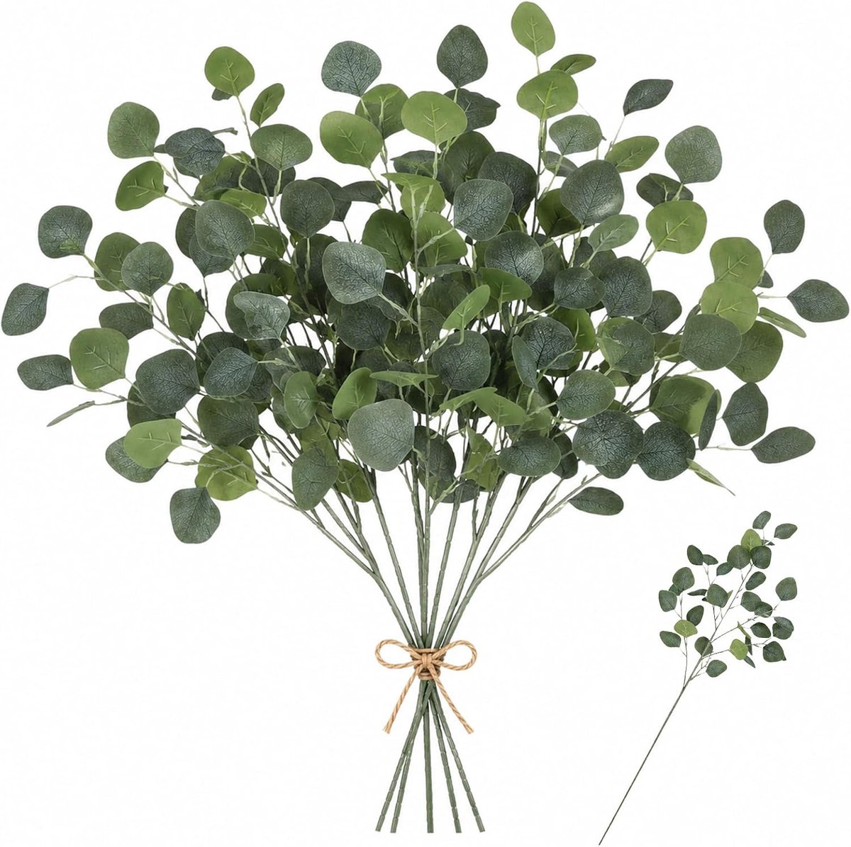 Kunstplanten, 6 stuks, 90 cm, eucalyptus en appelbladertakken, kunstbloemen, groene planten voor hoge vazen - ShopVlot