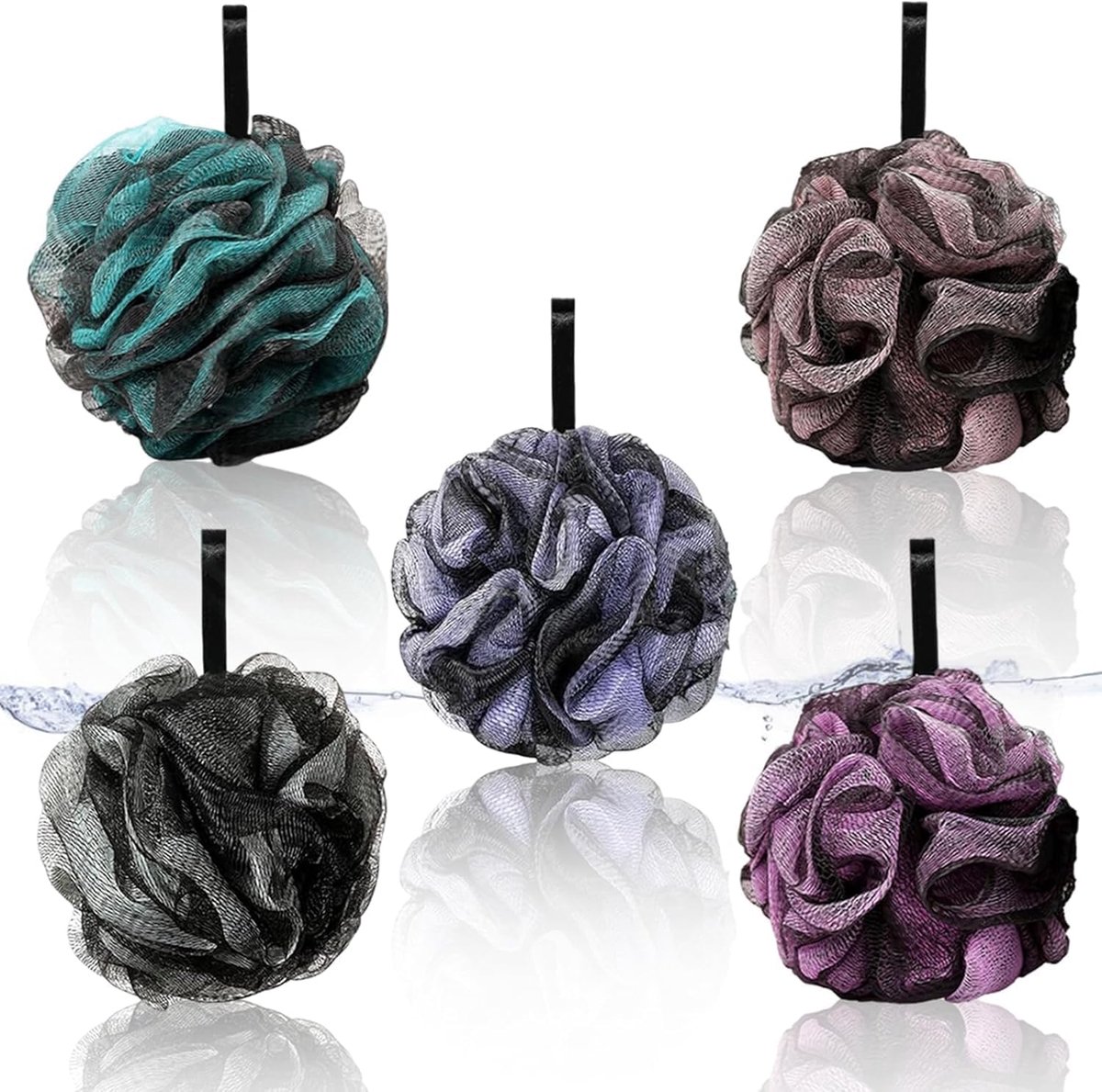 6 stuks badspons, mesh schuimenddouchespons lichaam, Loofah badspons, spons, schuimende spons voor reiniging, scrub - ShopVlot