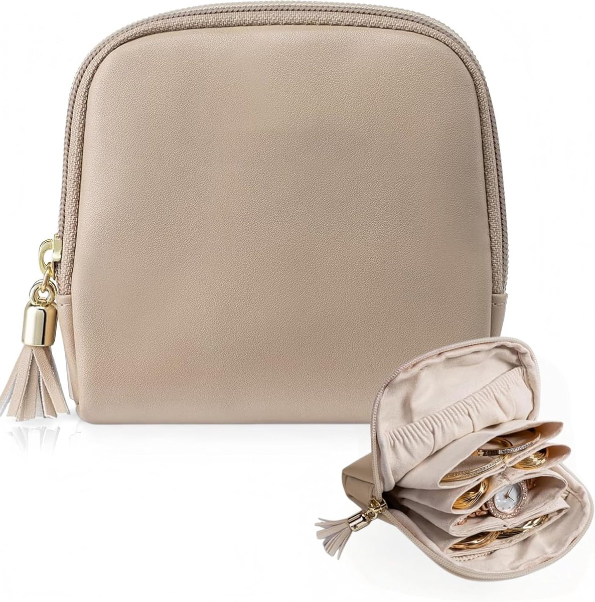Travel Case for Jewelry, Multifunctional Portable Jewelry Pouch with Soft Velvet Boxes, Waterproof and - ShopVlot