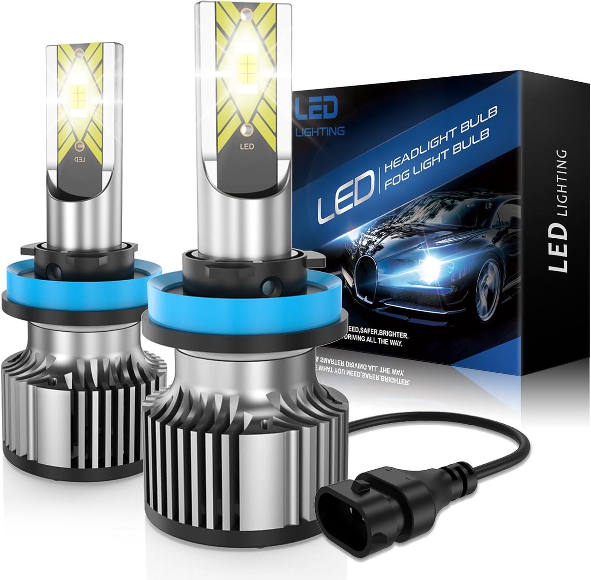 OVVOFPP Lamp H11/H9/H8 LED, 100 W, 22,000 lm, 6500 K, white light, high brightness, 12 V car headlights, halogen - ShopVlot