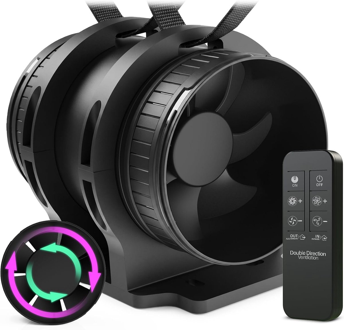 Bidirectional Tube Fan 100mm with 6 Speeds, Remote Control – Silent Channel Fan with Overheat Protection, Includes - ShopVlot