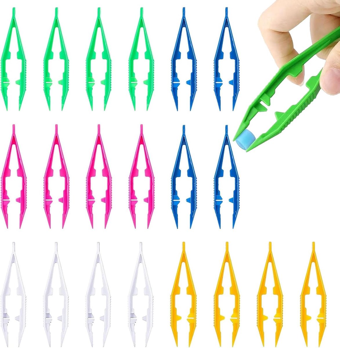Pack of 10 Ironing Beads Tweezers, Multicoloured, Lightweight Plastic Tweezers for Crafts, Electronics, Families - ShopVlot