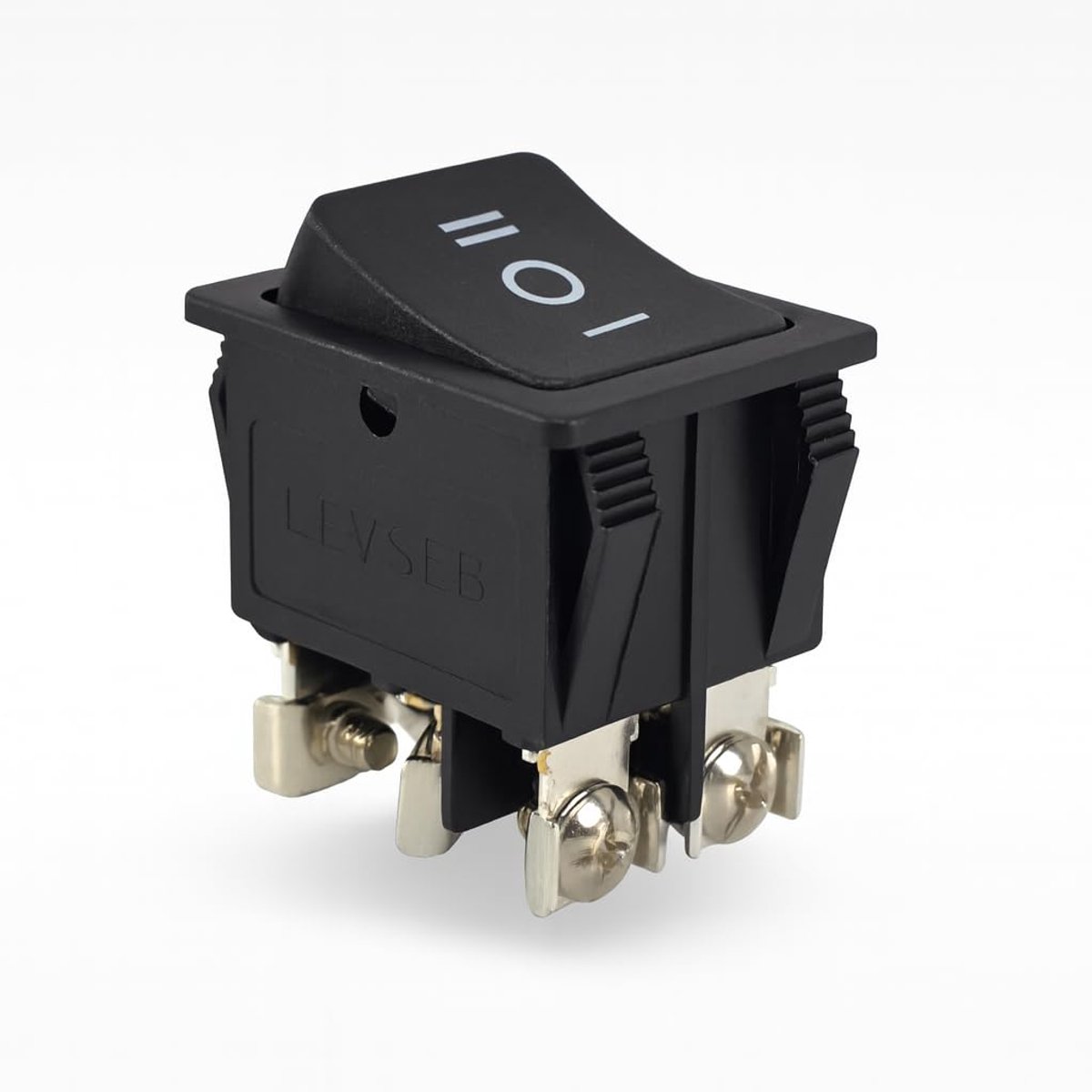 Rocker Switch 2-Pole ON-OFF-ON Locking, 16A 250V, 6-Pin with Screw Contacts, Black - ShopVlot