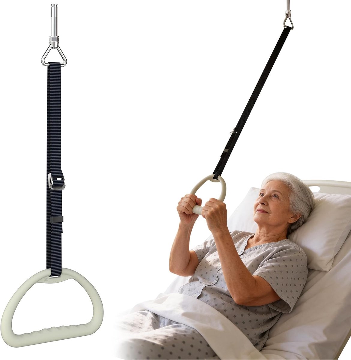 Bedbalgen voor ouderen, plafondmontage-algen voor bed, stahulp om op en op te staan van bed, comfortabele en brede - ShopVlot
