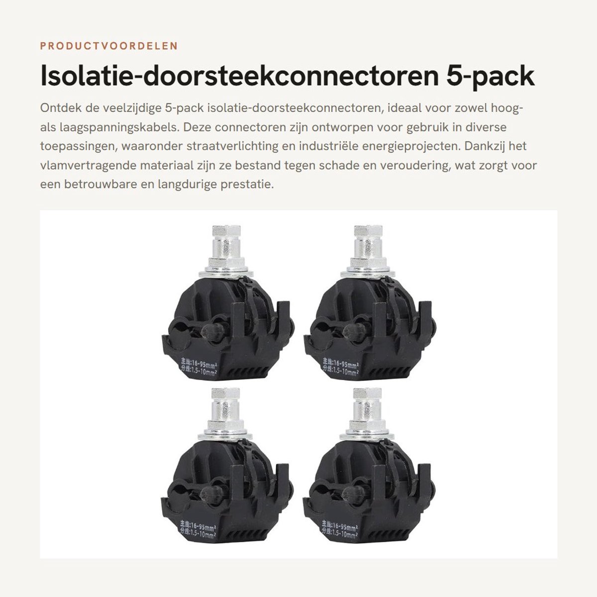 Dailygoods - Isolatie-doorsteekconnectoren - 5-pack - Hoogspanningskabelsplitter - Vlamvertragend materiaal - Erosiebestendig - Voor straatverlichting...
