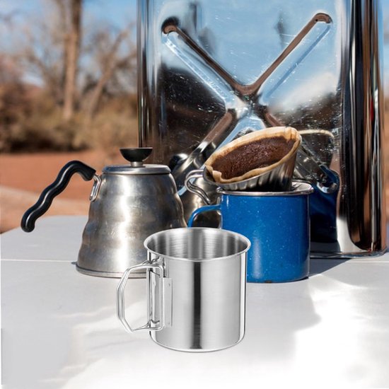 2 stuks - camping mok - camping mok rvs - opvouwbare beker - opvouwbare mok koffie - Waterfles voor op de camping - Waterfles voor buiten - Multifunctionele beker - 330ml - Geschikt voor picknicks wandelen en buitenactiviteiten — afbeelding 3